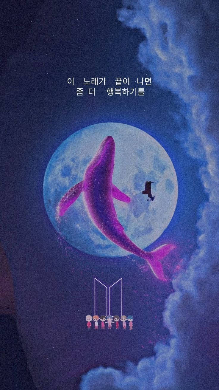Tiny Tan BTS Måne og Hval Logo Wallpapers