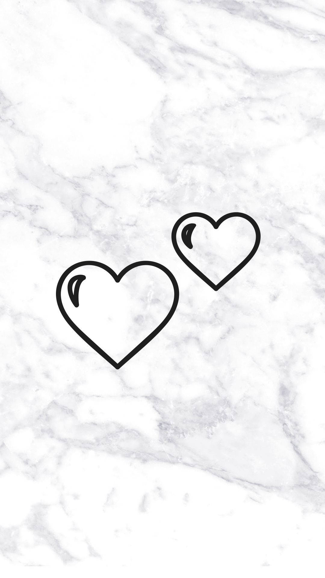 To Hjerter Sort Hvid Marmor iPhone Wallpapers