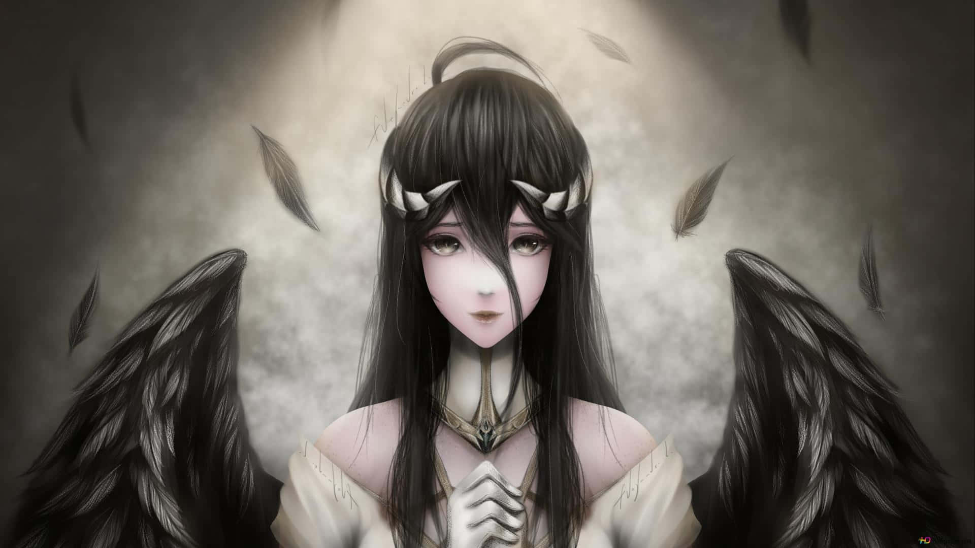 To piger klædt i sort anime-tøj, der deler et øjeblik Wallpapers