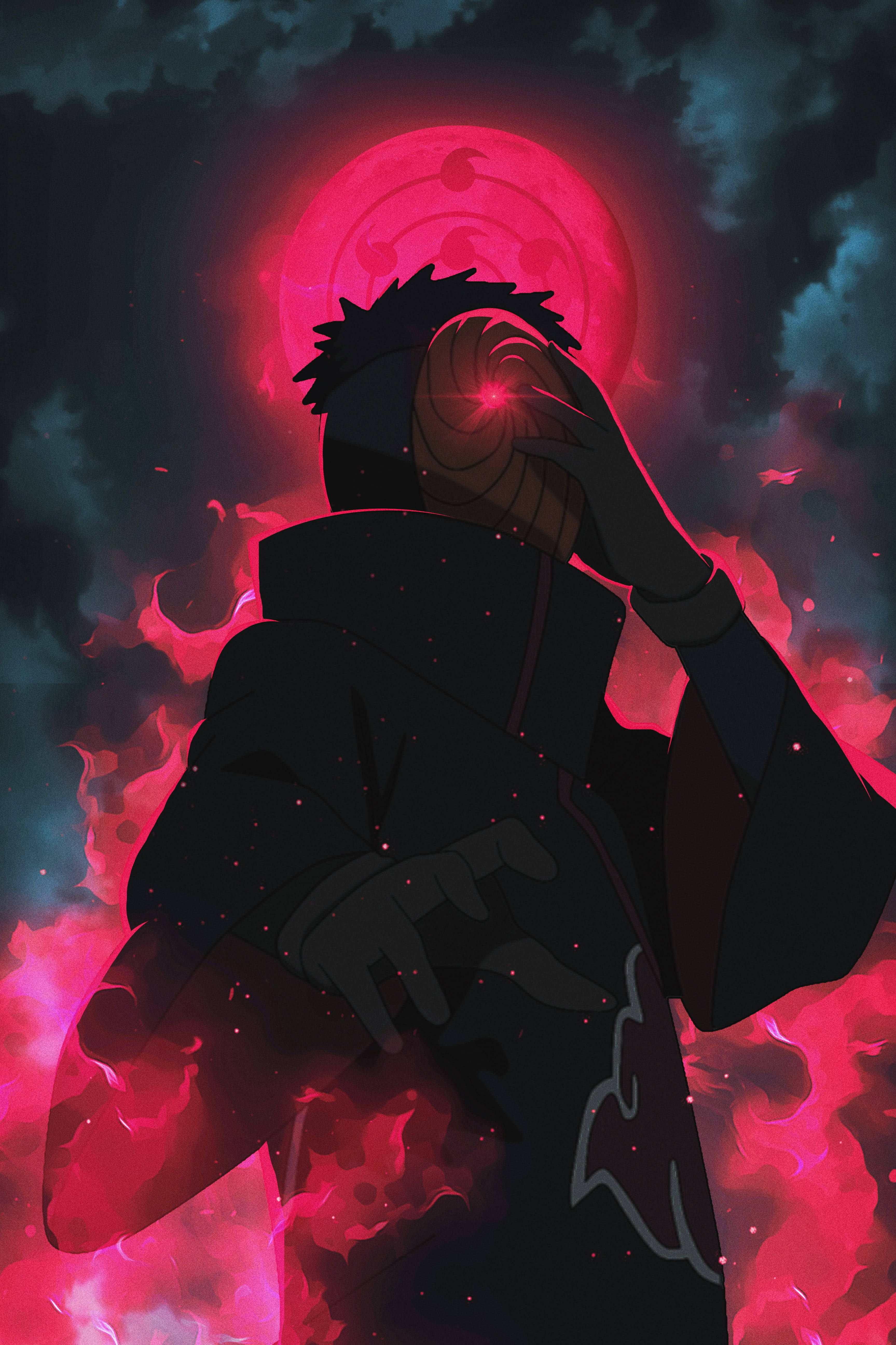 Tobi Naruto Rød Aestetisk Chakra Og Måne Wallpapers