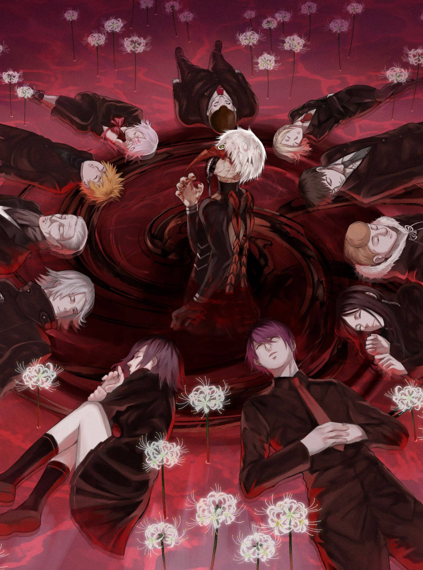 Tokyo Ghoul karakterer rød grafisk kunst Wallpapers