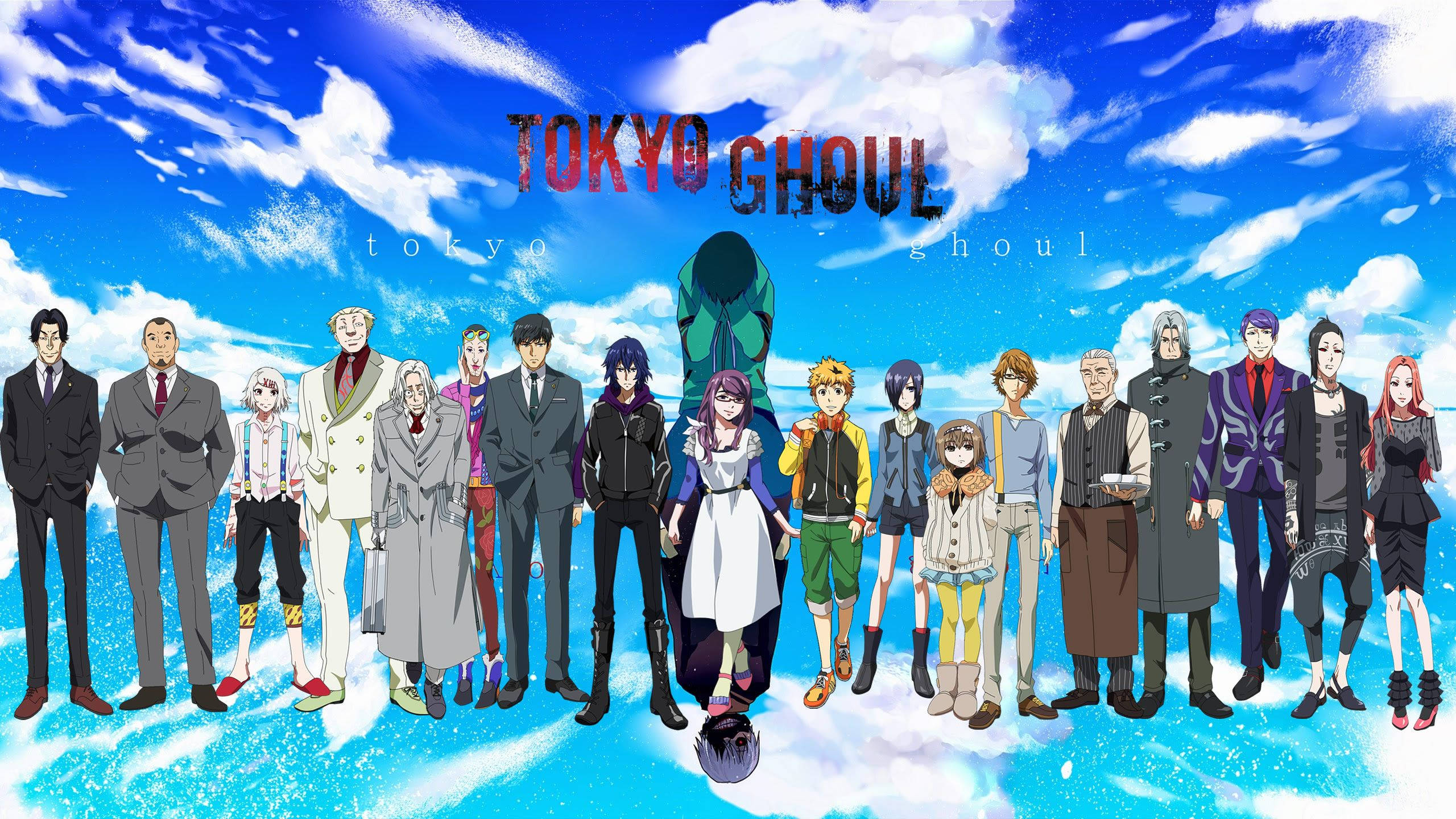 Tokyo Ghoul-karakterer blå himmelplakat Wallpapers