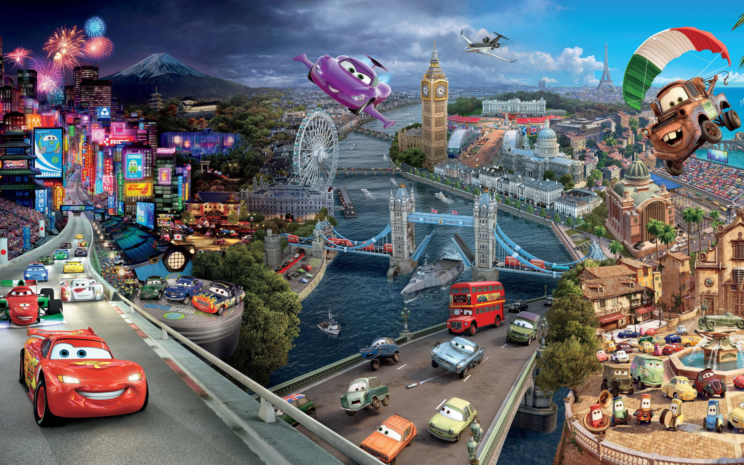 Tokyo London Paris Porto Corsa Cars 2 Wallpapers