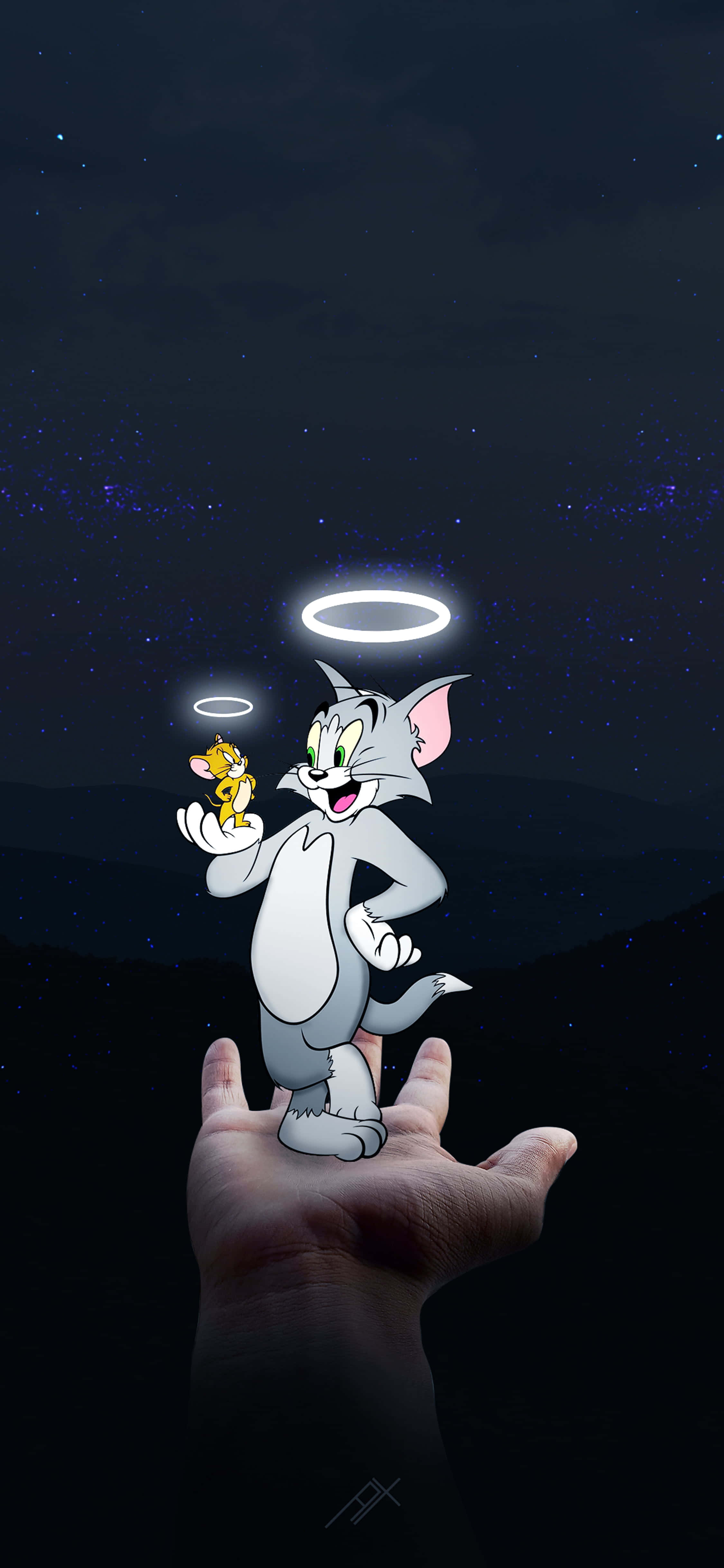 Tom og Jerry med glorier tegneseriebaggrund Wallpapers
