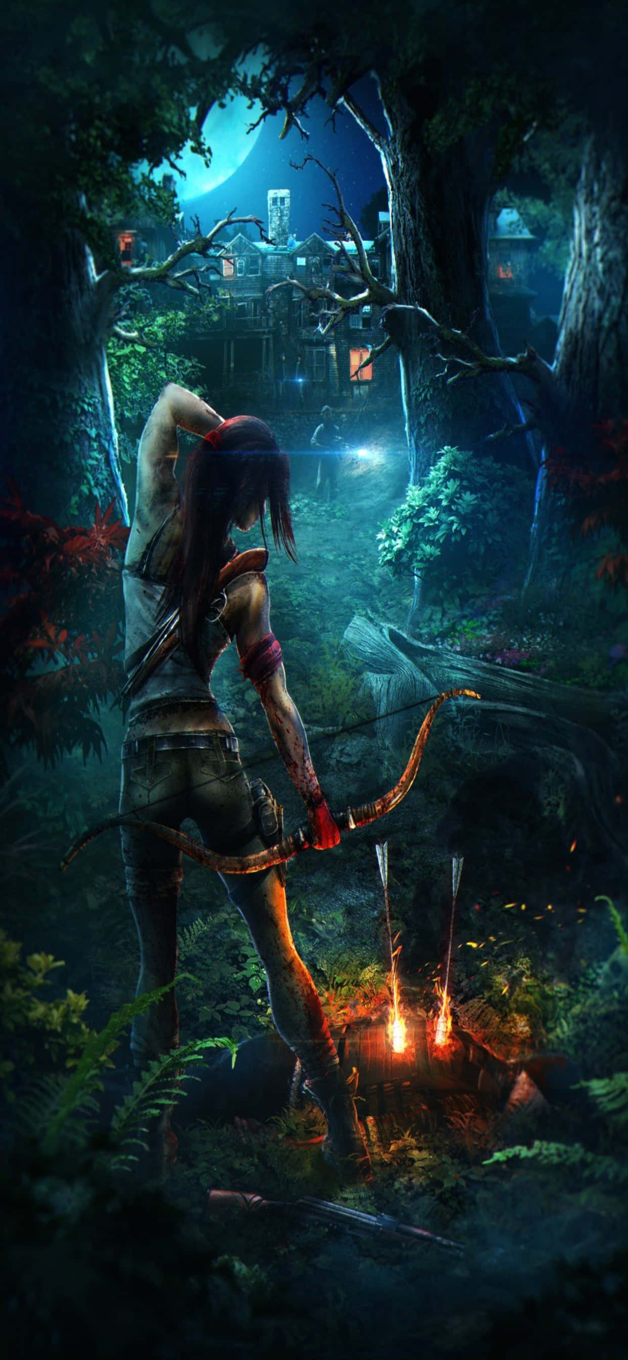 the tomb raider - en kvinde i en skov Wallpapers