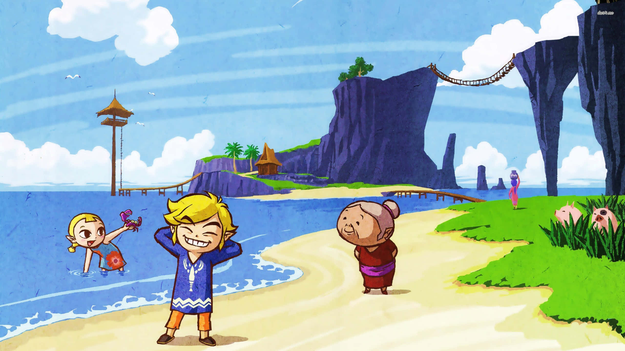 Toon Link på stranden Wallpapers