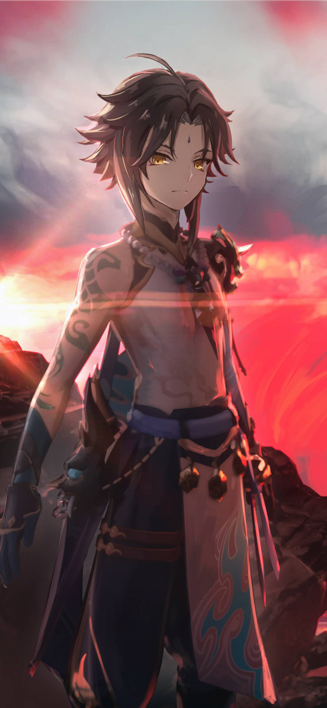Topløs Razor Genshin Impact Telefon Wallpapers