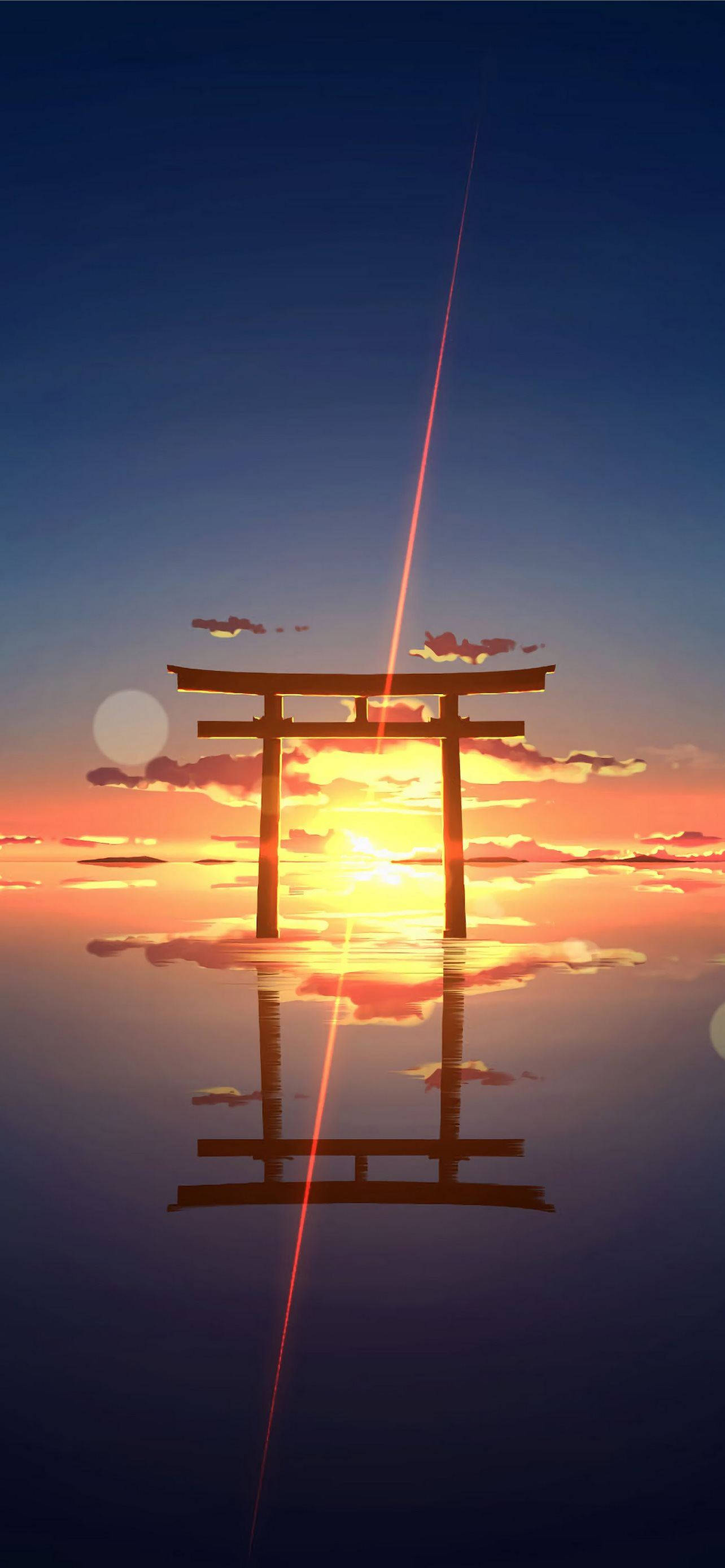 Torii Port Solnedgang Horisont Wallpapers