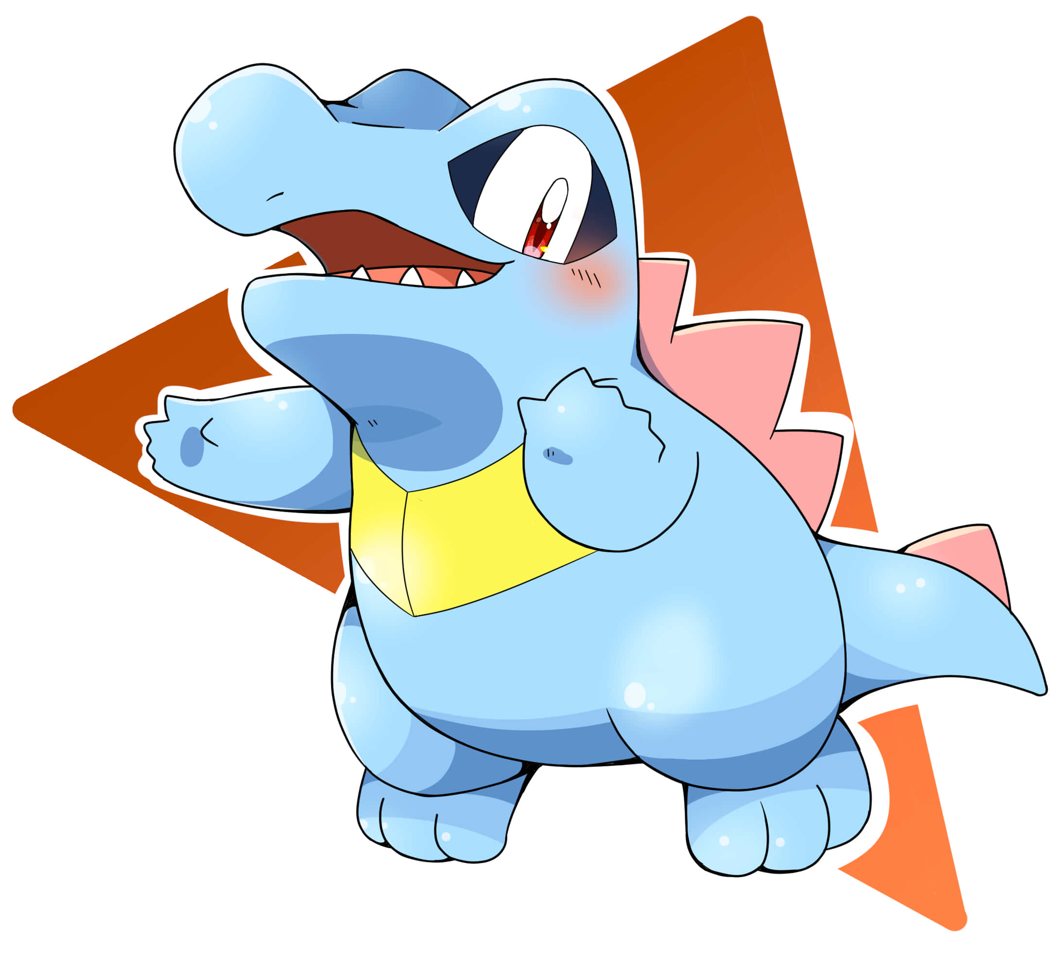 Totodile med orange trekantgrafik Wallpapers