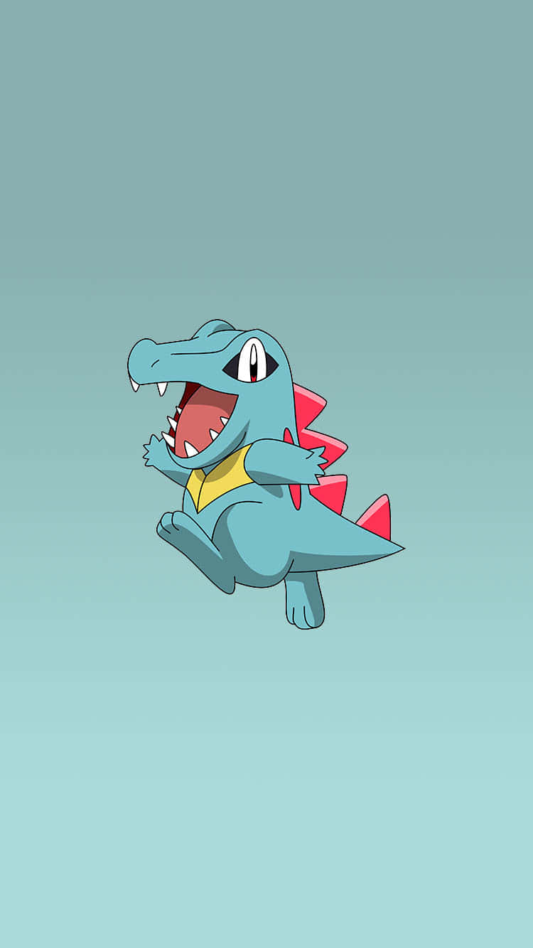 Totodile på teal gradient baggrund Wallpapers