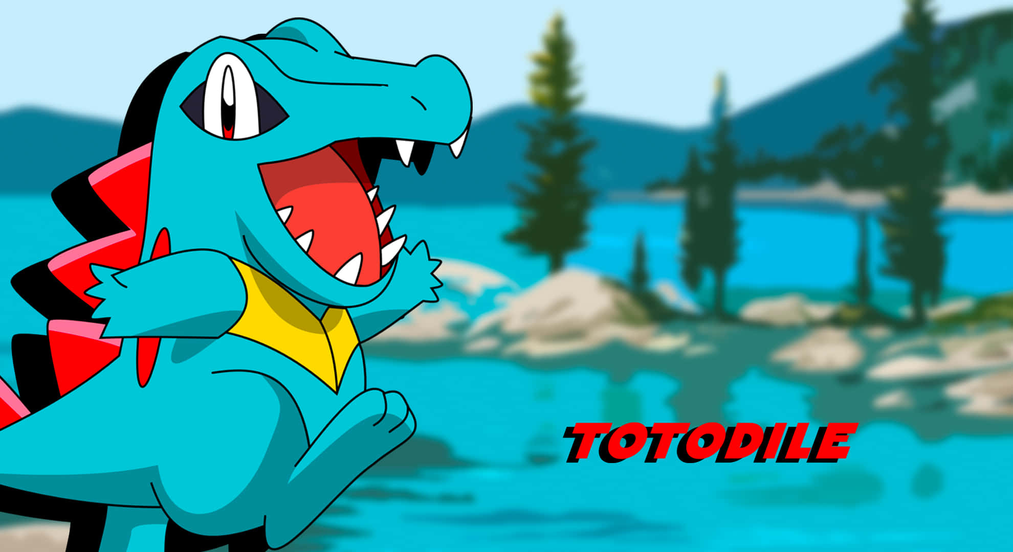 Totodile ved flodbaggrund Wallpapers