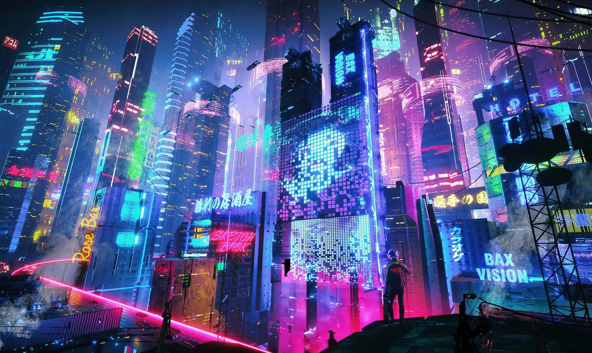 Træd ind i drømmeverdenen i Neon City Wallpapers