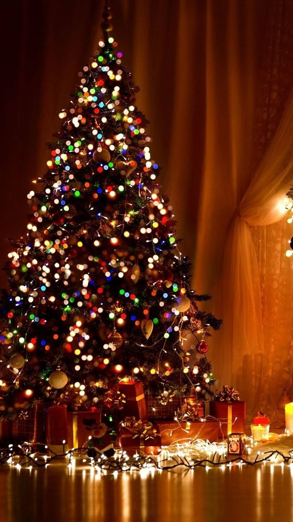 Trendfarverige juletræslys Wallpapers
