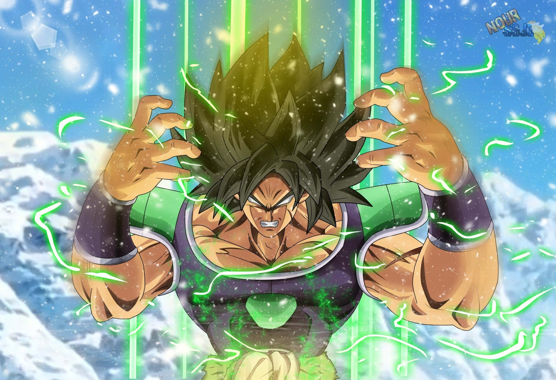 Trioen, Goku, Vegeta og Broly, går frem i Dragon Ball Super: Broly Wallpapers
