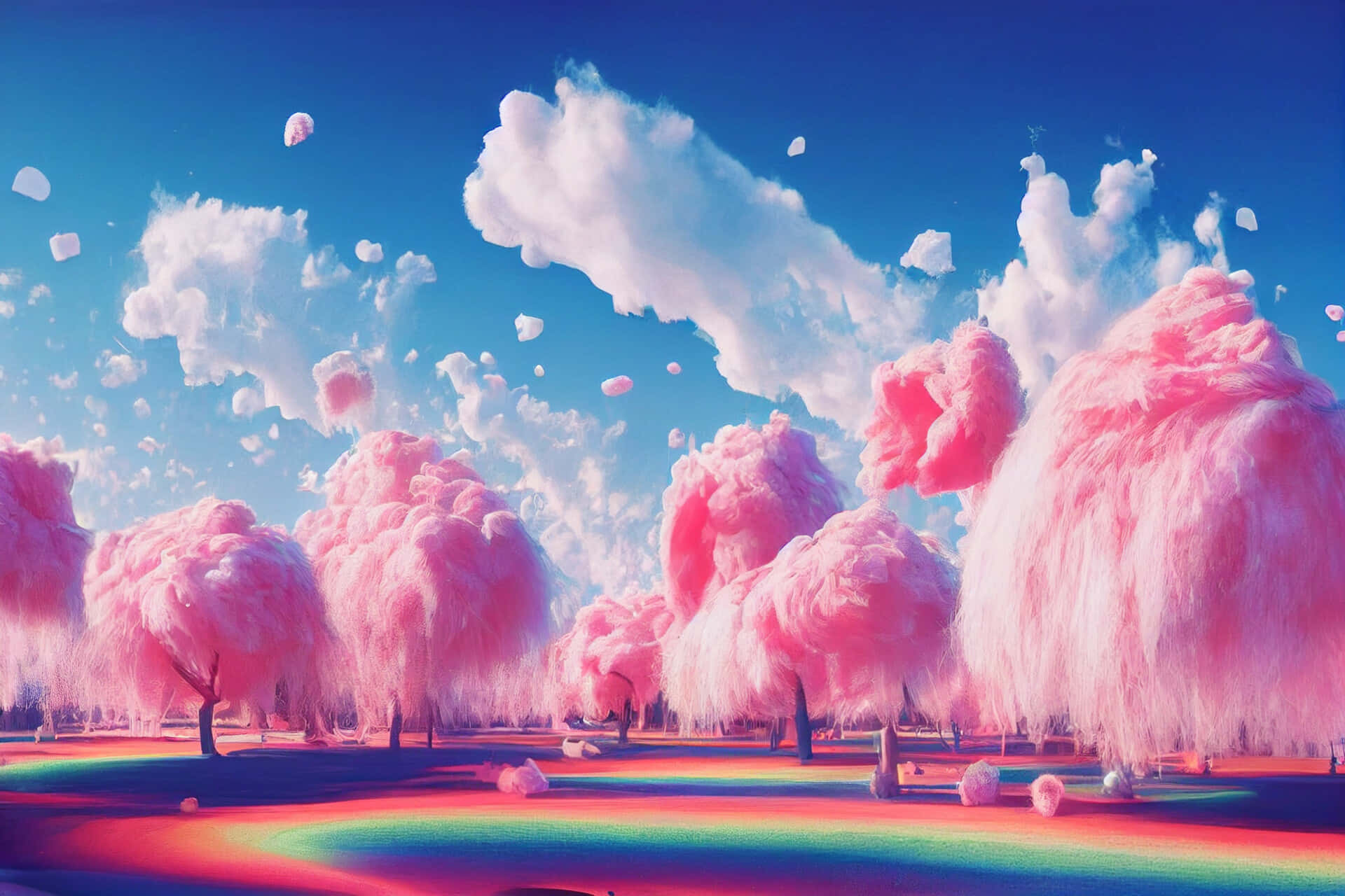 Trippy æstetiske skyer på regnbuegrund Wallpapers