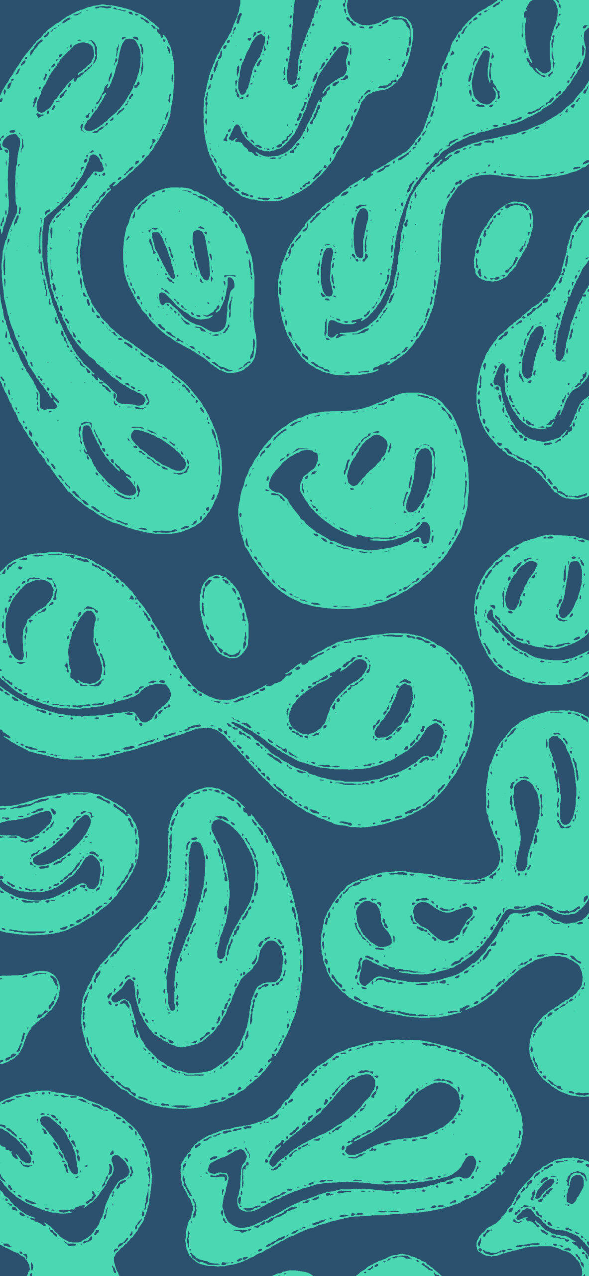Trippy æstetisk blå forvrænget smiley Wallpapers
