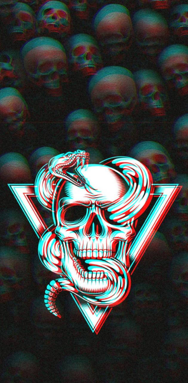 Trippy æstetisk kranium og slange Wallpapers