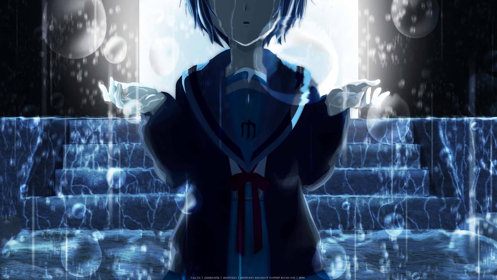 Trist anime-scene, der skildrer en ung drengs kamp Wallpapers