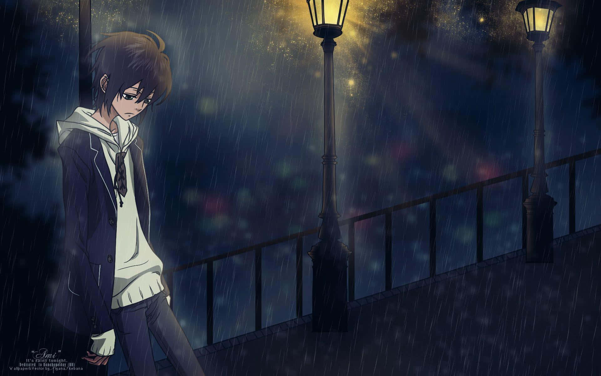 Trist animepige krøllet sammen i et hjørne af et ellers tomt rum Wallpapers