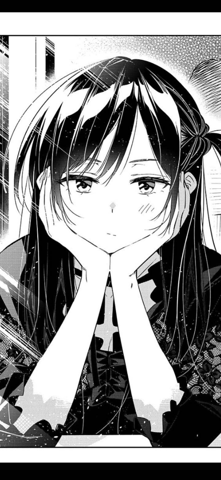 Trist animepige sort/hvid mangastribe Wallpapers