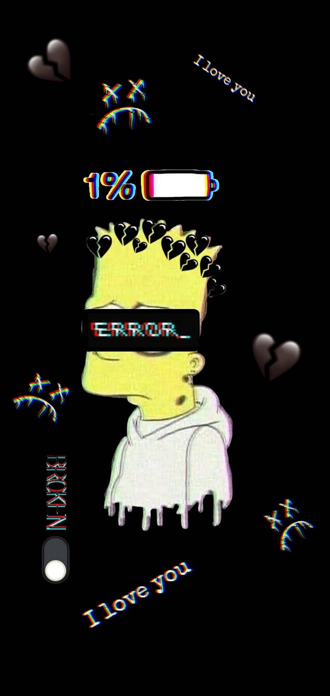 Trist Bart Simpsons Batteriprocent Wallpapers