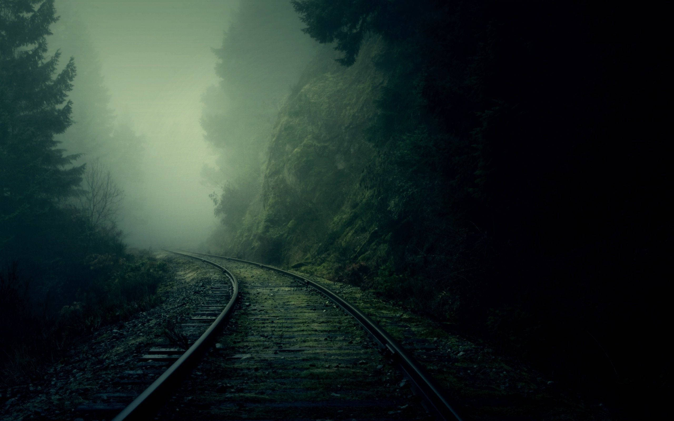 Trist jernbanespor smuk mørk baggrund Wallpapers