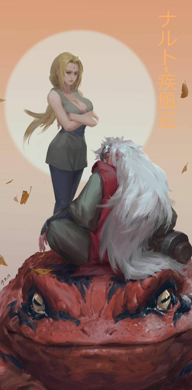 Tsunade, Jiraiya og Gamabunta — Naruto Wallpapers