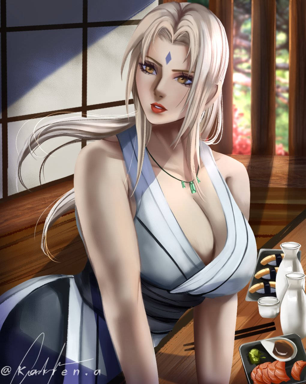 Tsunade spiser sushi — Naruto Wallpapers