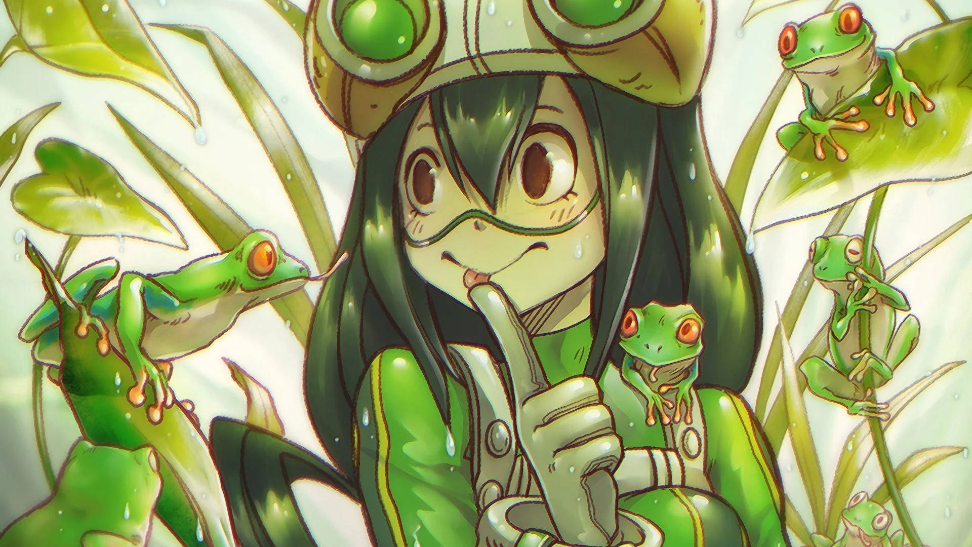 Tsuyu Asui med nuttede frøer Wallpapers