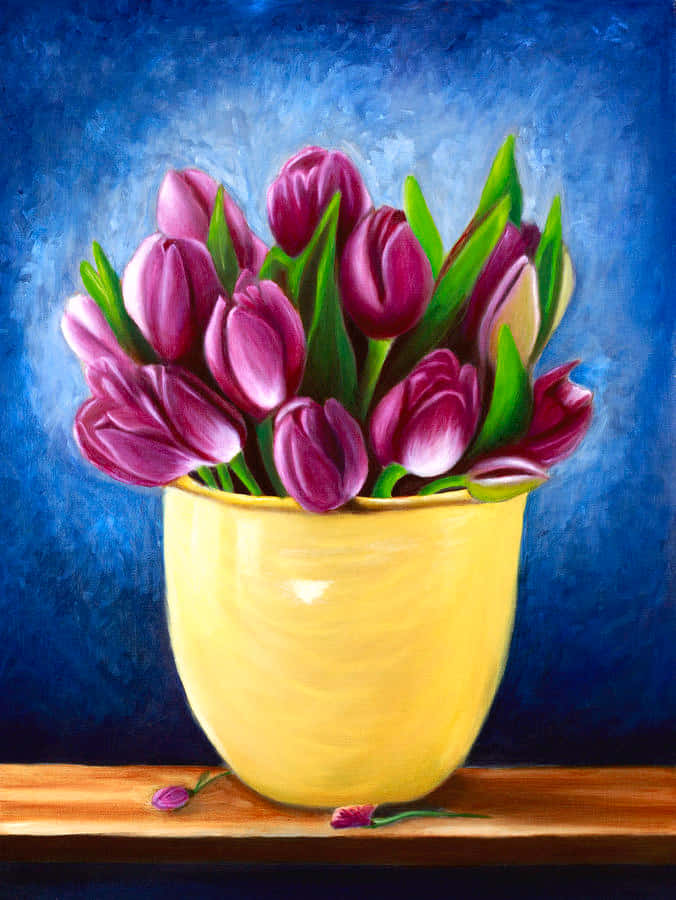 Tulipanblomst i vase maleri billede Wallpapers