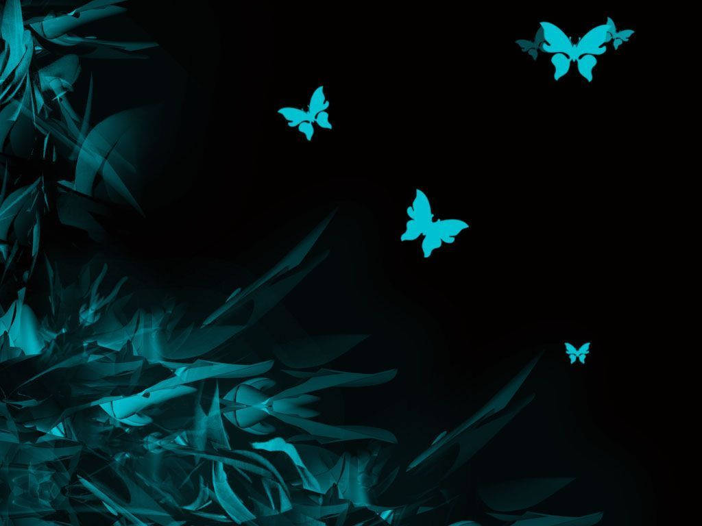 Turkis sommerfugl abstrakt smuk mørk baggrund Wallpapers