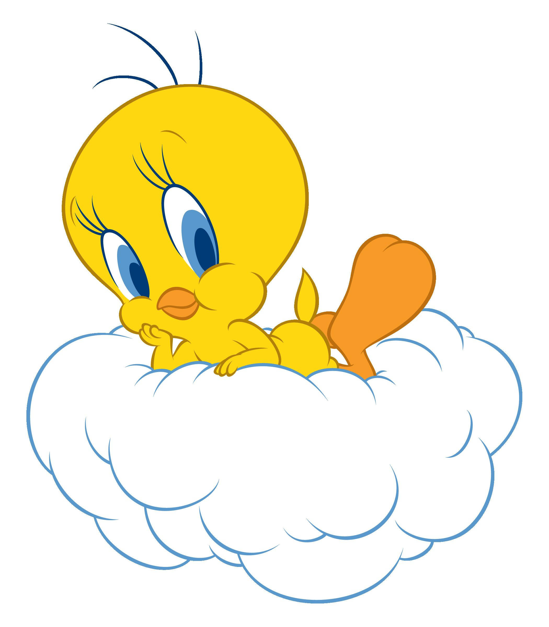 Tweety poserer på hvid sky Wallpapers