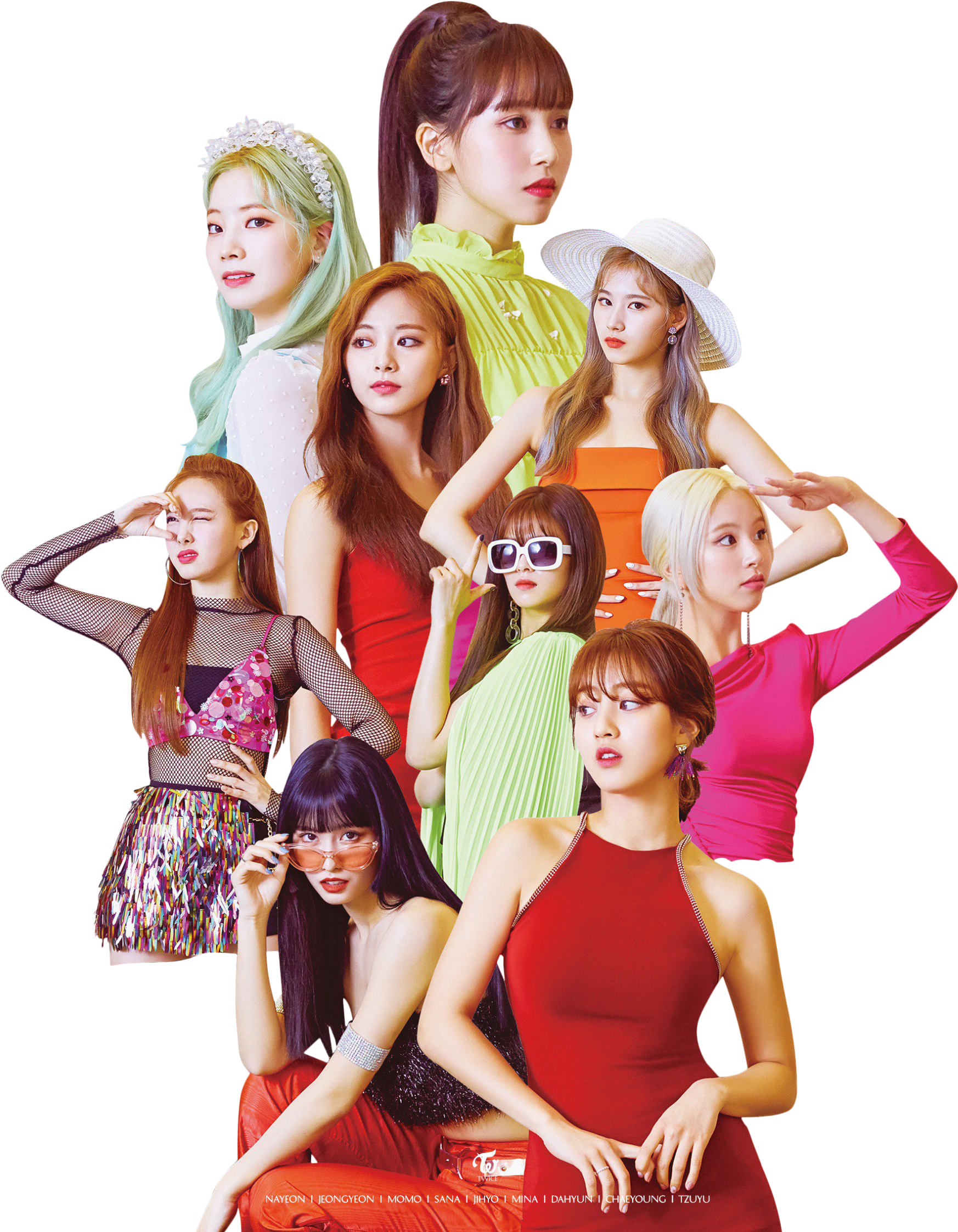 Twice Medlemmer i Farverigt Tøj Wallpapers