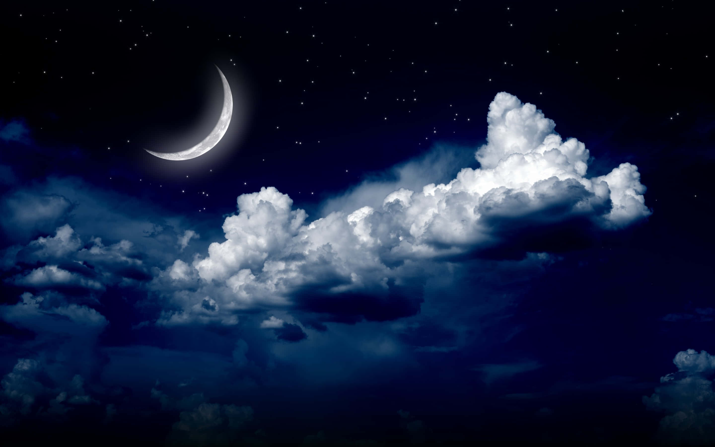 Tykt skydække halvmåne nattehimmel Wallpapers