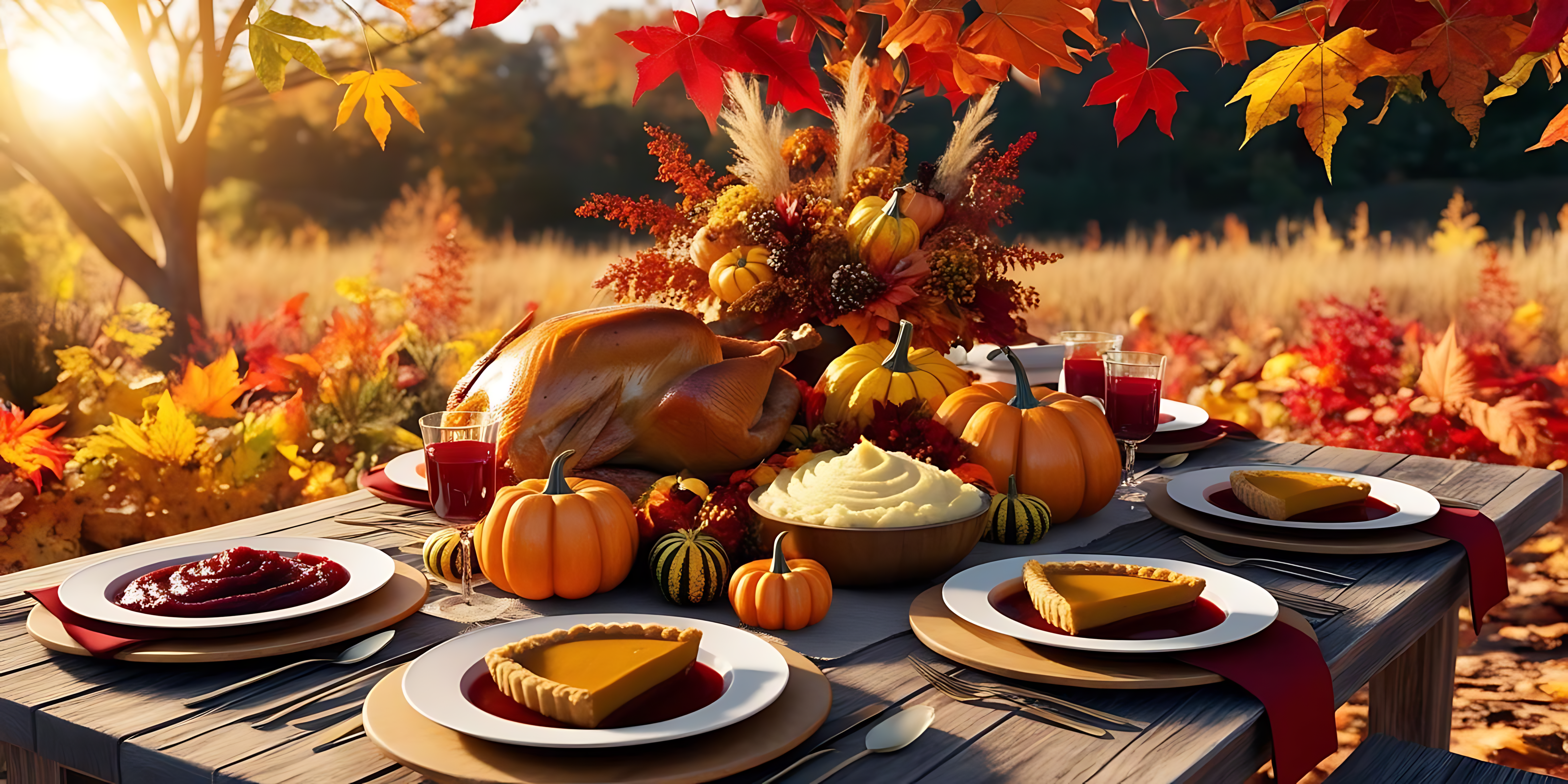 Udendørs Thanksgiving middagsbord Wallpapers