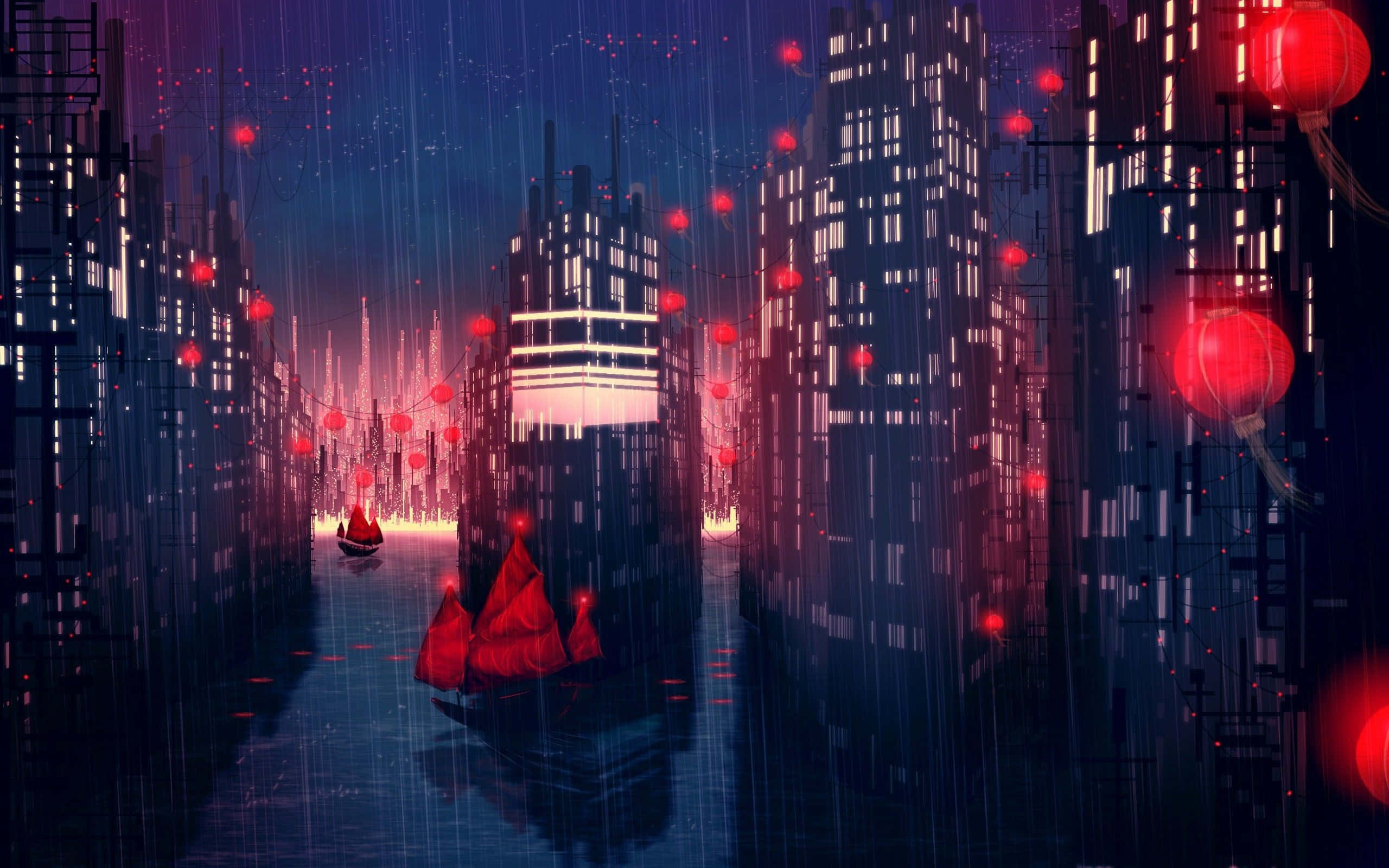 Udforsk den farverige verden i Anime City! Wallpapers