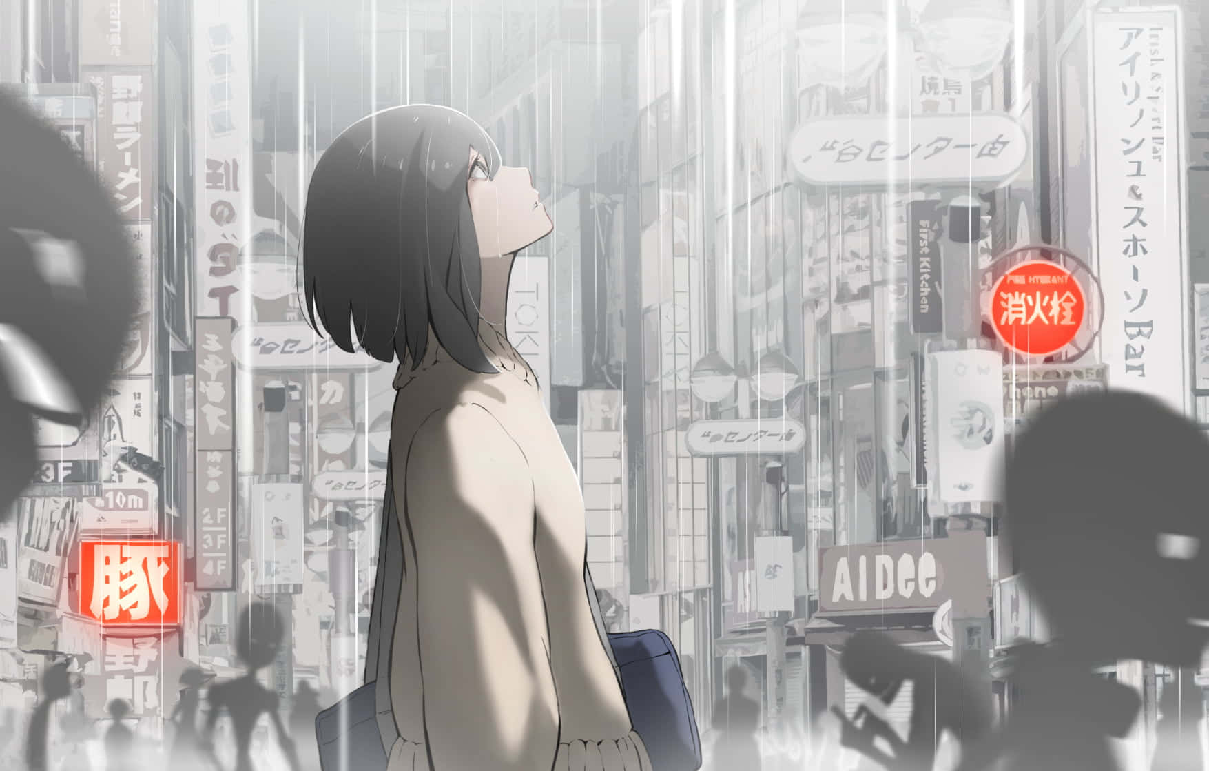 Udforsk den farverige virtuelle verden i Anime City Wallpapers
