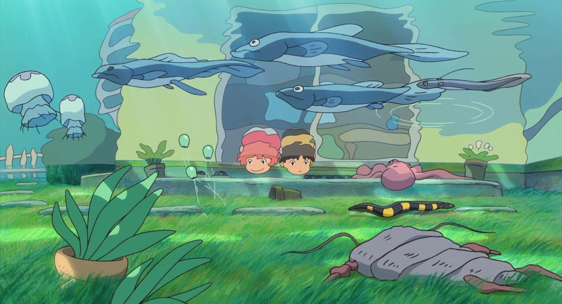 Udforsk den fortryllende verden af Aesthetic Ghibli! Wallpapers