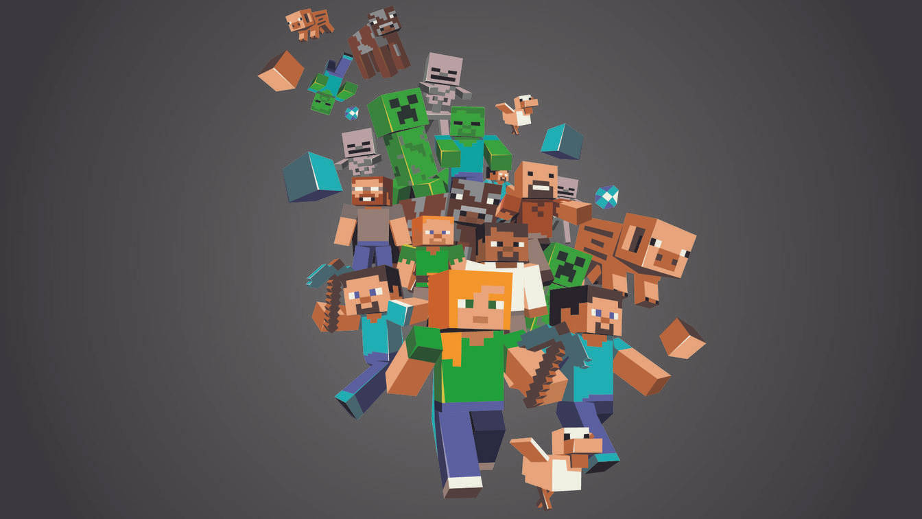 Udforsk den fortryllende verden af Minecraft-væsner og -genstande Wallpapers