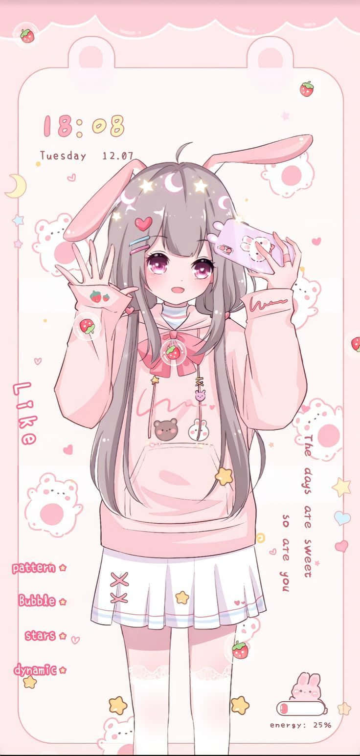 Udforsk den smukke verden af pink anime æstetik Wallpapers