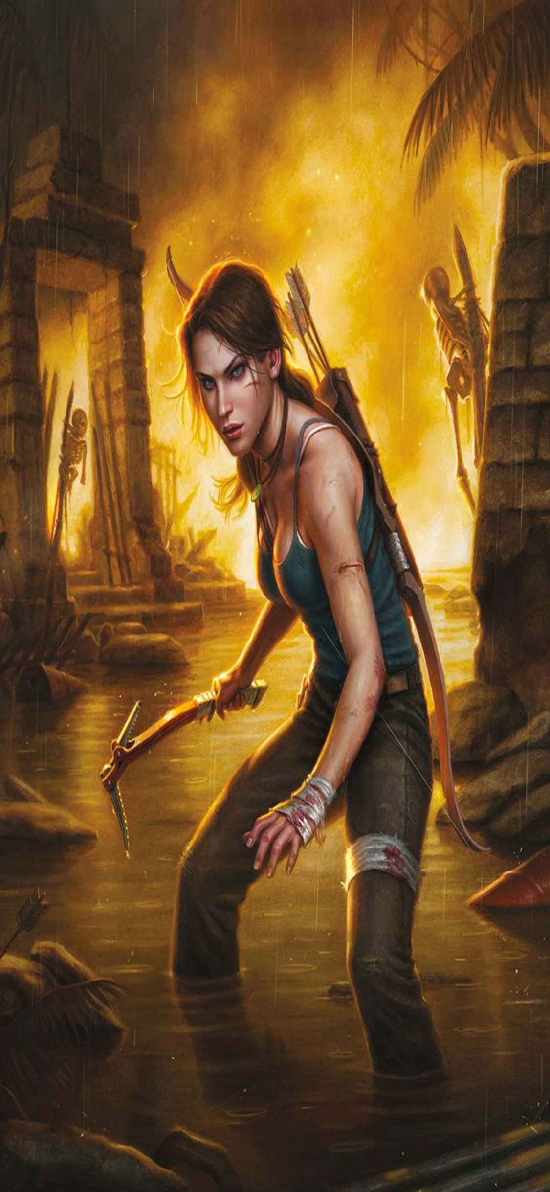 Udforsk den spændende verden i Rise of the Tomb Raider på iPhone X Wallpapers