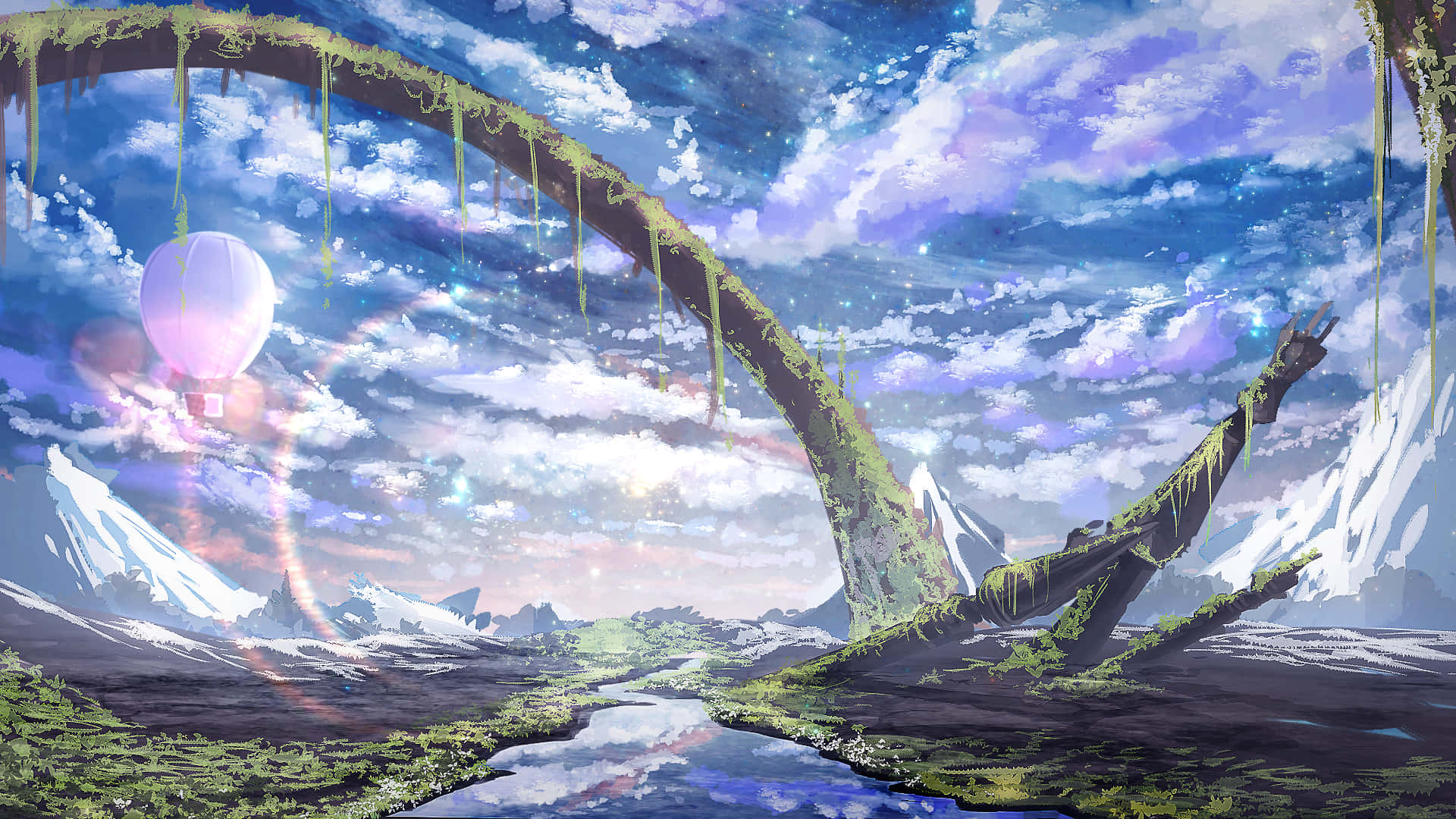 Udforsk det levende anime-landskab Wallpapers