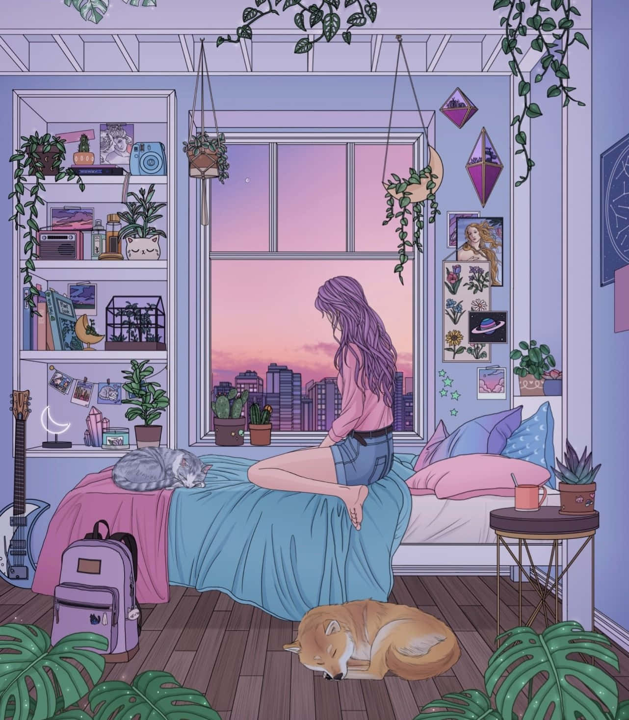 Udforsk det uendelige rum i et anime-værelse Wallpapers