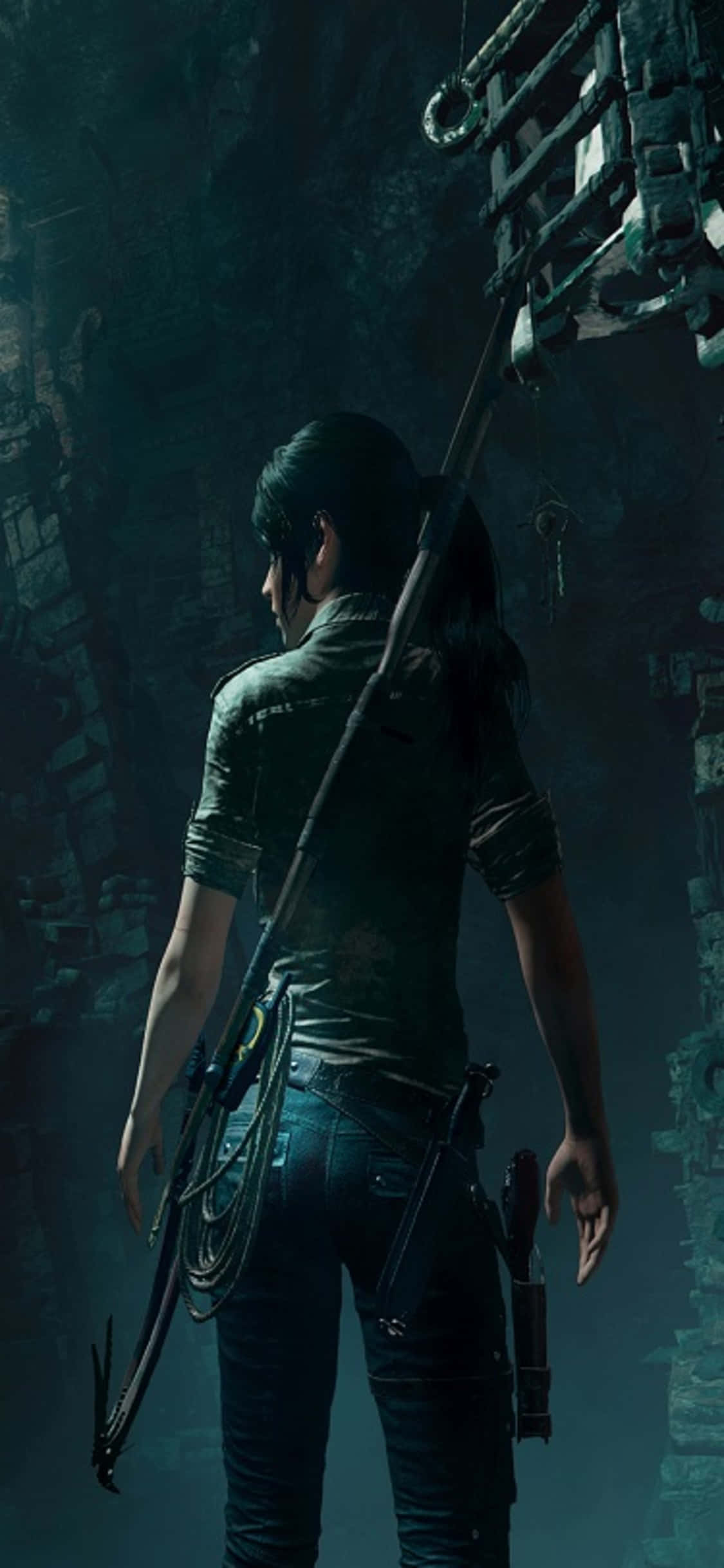 Udforsk dybderne af Shadow of the Tomb Raider på iPhone X Wallpapers