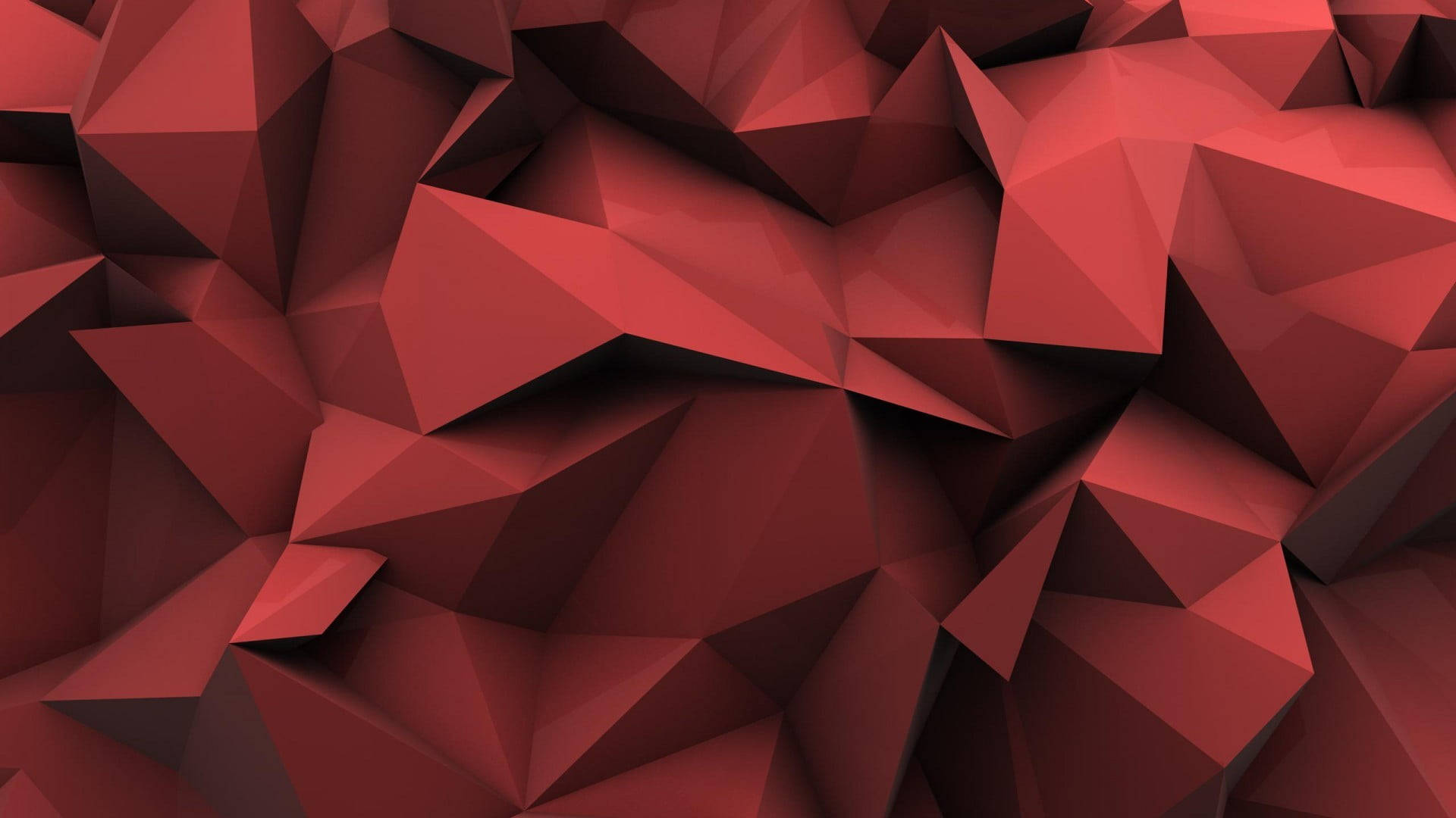 Udforsk geometrien i røde abstrakte polygoner Wallpapers