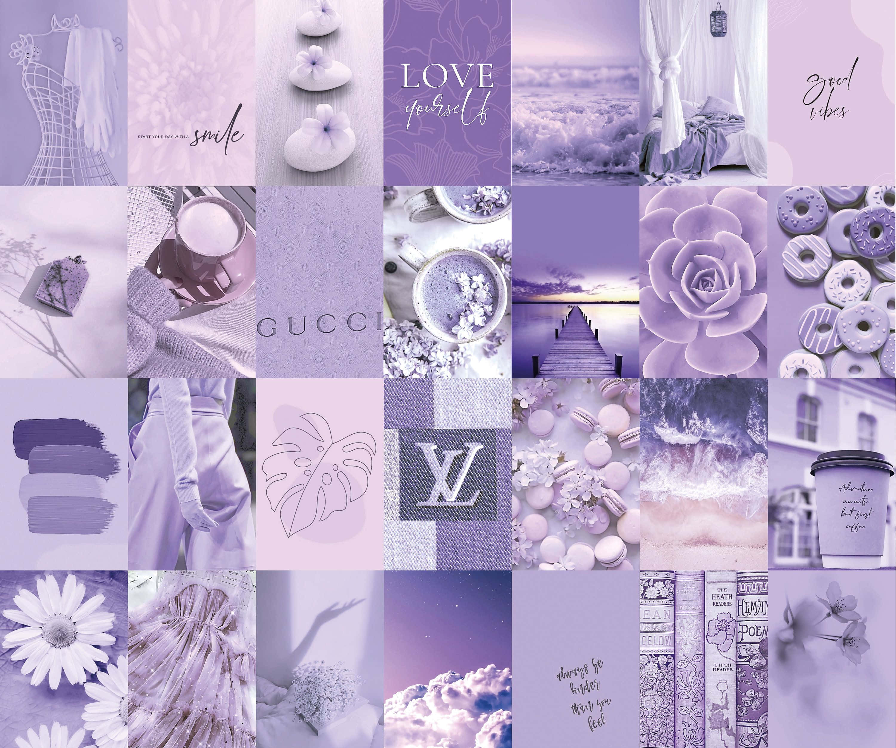 Udforsk magien i Purple Collage Wallpapers