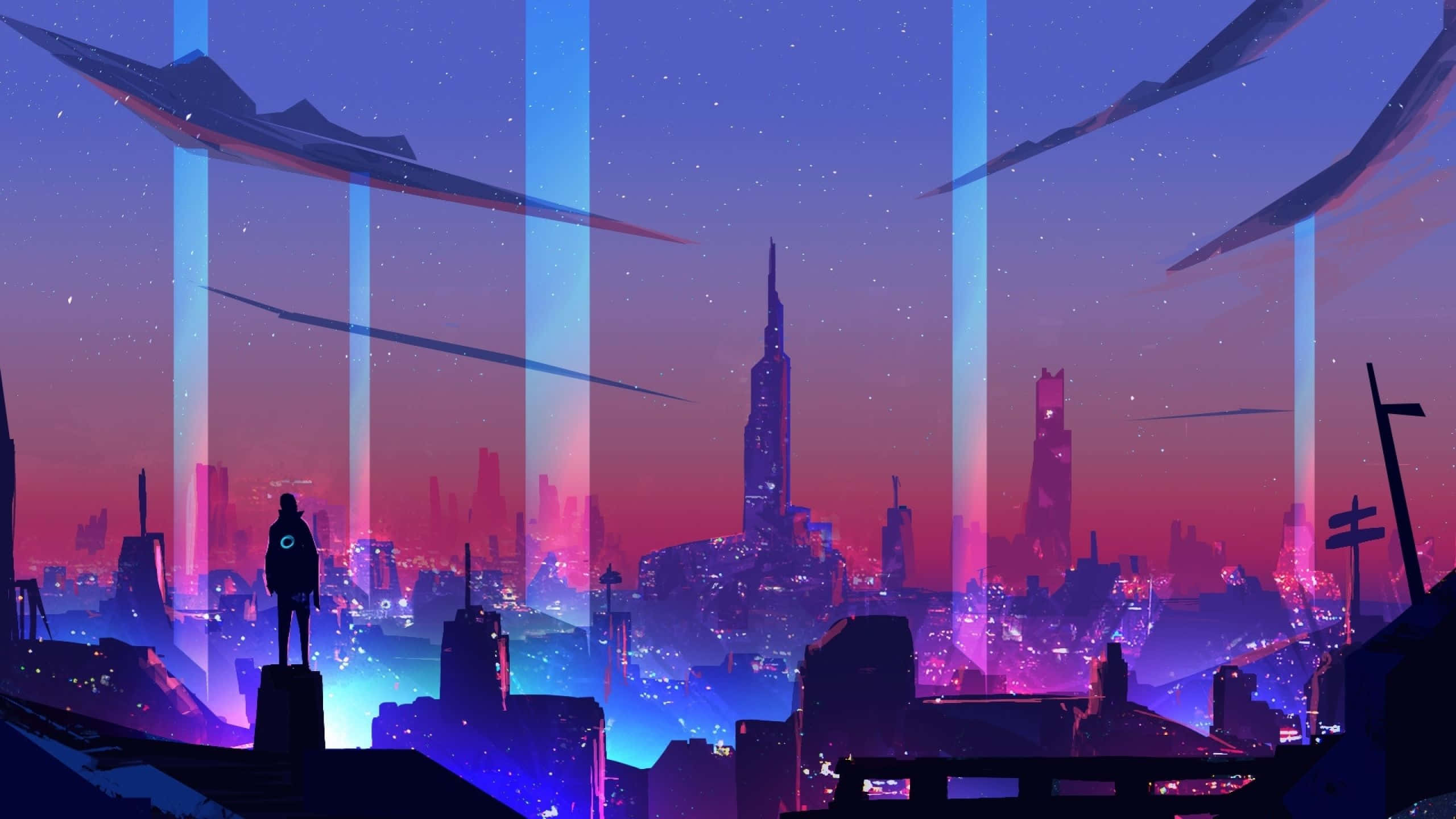 Udforsk nattelivet i den pulserende Neon City. Wallpapers