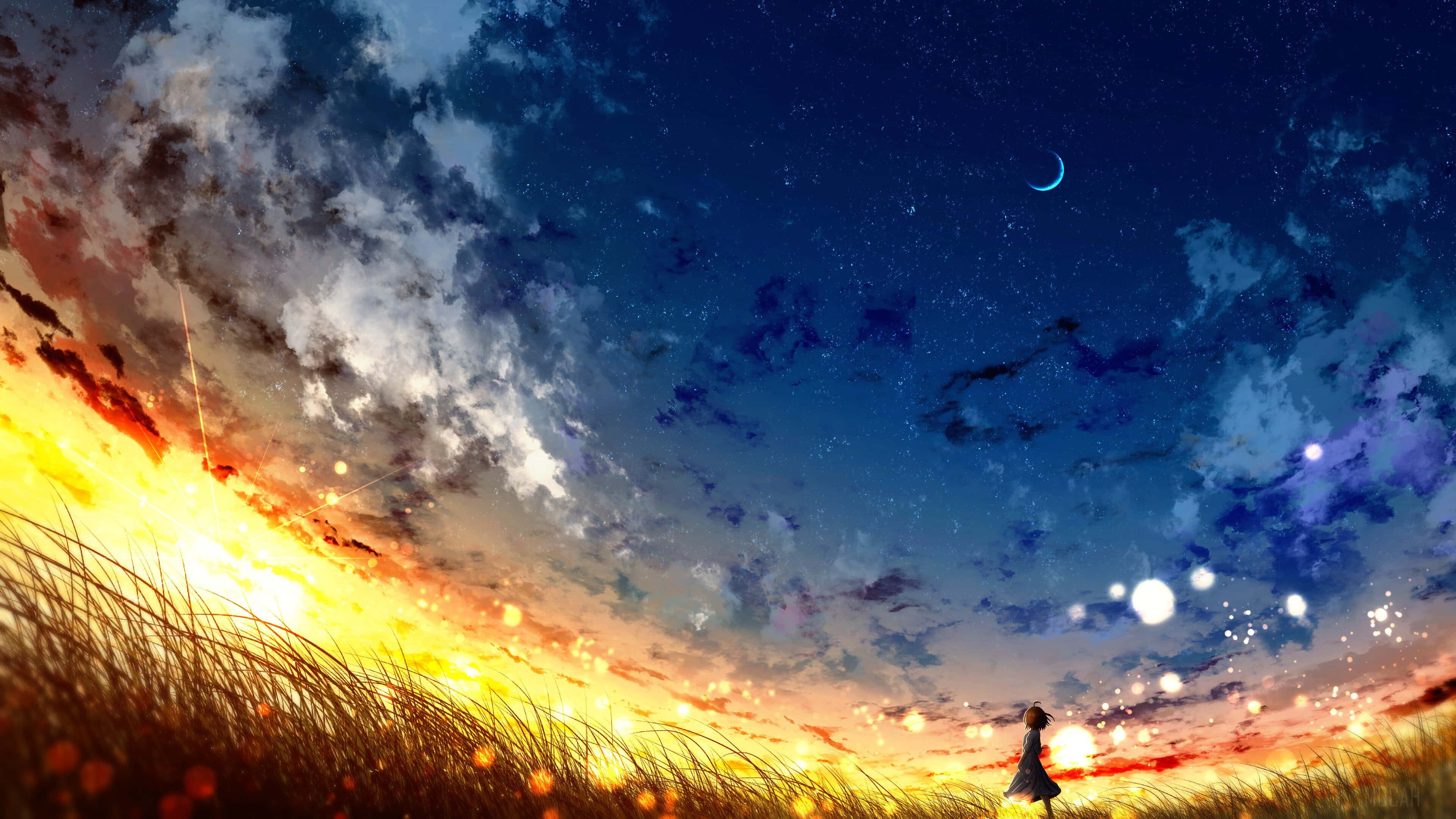 Udforsk skumringshimlen i Anime Landscape Wallpapers