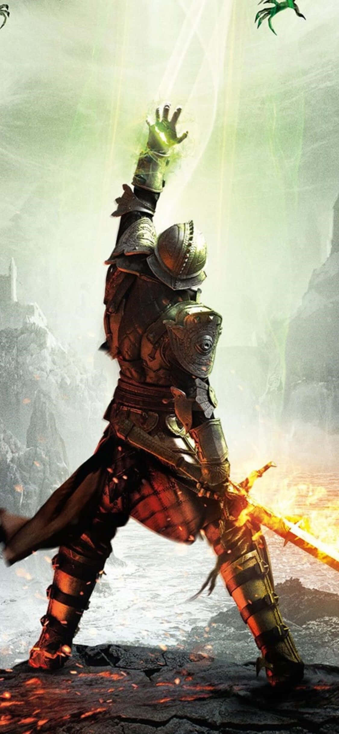 Udforsk verdenen i Dragon Age Inquisition på iPhone Xs Wallpapers