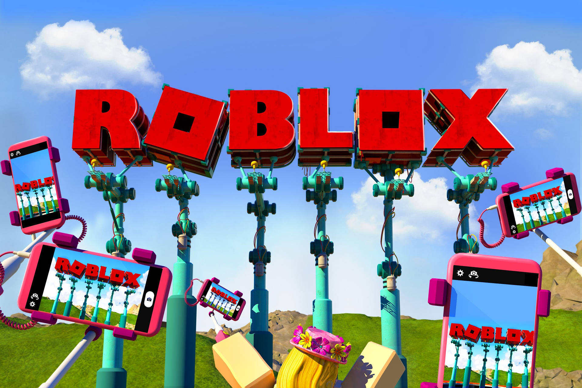 Kreativt og fantastisk wallpaper-design af Roblox-videospilcover. — Roblox Wallpapers